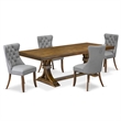 Pemberly Row 5-Piece Dining Furniture Set Walnut Finish Faux Leather