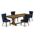 Pemberly Row 5-Piece Dining Set with Wood Table and Chairs in Walnut