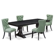 Pemberly Row 5-Piece Dining Set with Acacia Wood Table in Black