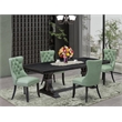 Pemberly Row 5-Piece Dining Set with Acacia Wood Table in Black