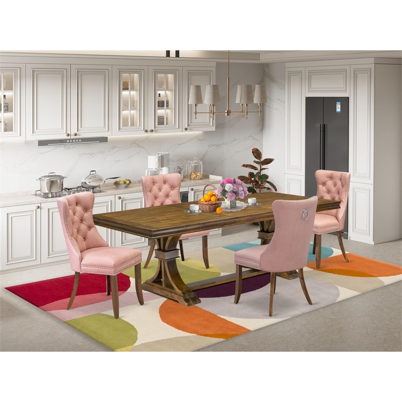 Pemberly Row 5-Piece Wood Dining Set with Walnut Finish