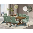 Pemberly Row 9-Piece Walnut Dining Set with Faux Leather Chairs