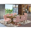 Pemberly Row 9-Piece Dining Table Set Acacia Wood Walnut Finish