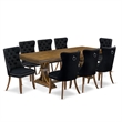 Pemberly Row 9-Piece Mid-Century Dining Set Acacia Wood Walnut Finish