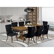 Pemberly Row 9-Piece Mid-Century Dining Set Acacia Wood Walnut Finish