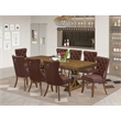 Pemberly Row 9-Piece Kitchen Dining Set Acacia Wood Walnut Finish