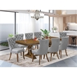 Pemberly Row Mid-Century 9-Piece Dining Table Set Walnut Finish