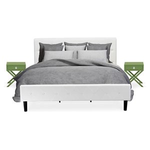 Pemberly Row 3-Piece Wood King Bedroom Set in White Clover Green Finish