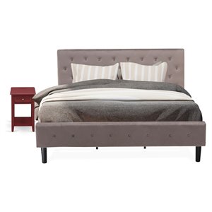 Pemberly Row 2-Piece Wood King Bedroom Set with Nightstand in Burgundy