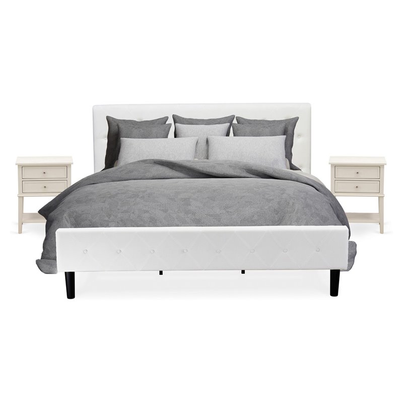 Pemberly Row 3-Piece Wooden King Bedroom Set with Nightstands in White