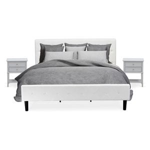 Pemberly Row 3-Piece Wooden King Bedroom Set with Nightstands in Gray