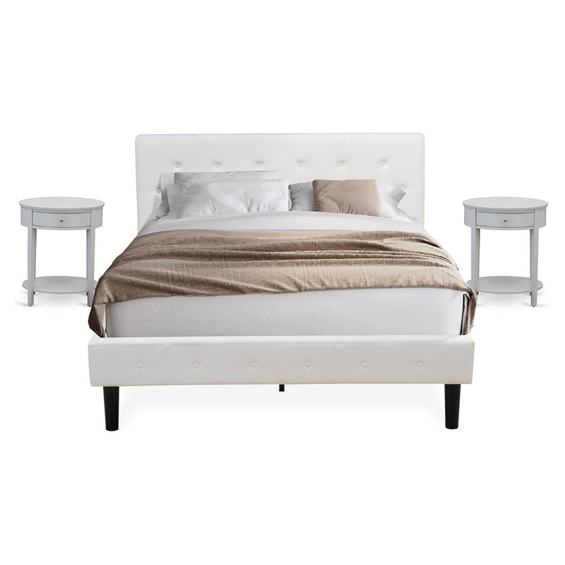 Pemberly Row 3-Piece Queen Bedroom Set with Wood Bed Frame in White/Urban Gray