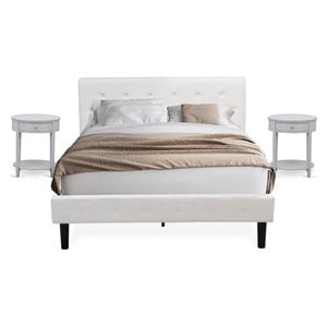 Pemberly Row 3-Piece Queen Bedroom Set with Wood Bed Frame in White/Urban Gray