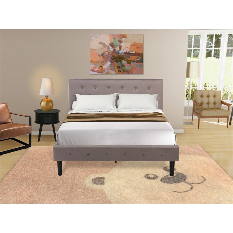 Pemberly Row 2-Piece Full Bedroom Set with Wood Frame in Taupe Brown/Black