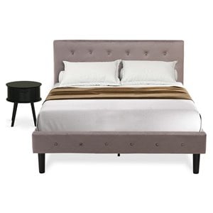 Pemberly Row 2-Piece Full Bedroom Set with Wood Frame in Taupe Brown/Black