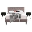 Pemberly Row 3-Piece Queen Bedroom Set with Wood Frame in Taupe Brown/Black