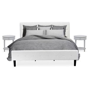 Pemberly Row 3-Piece Wooden King Bedroom Set in White and Urban Gray
