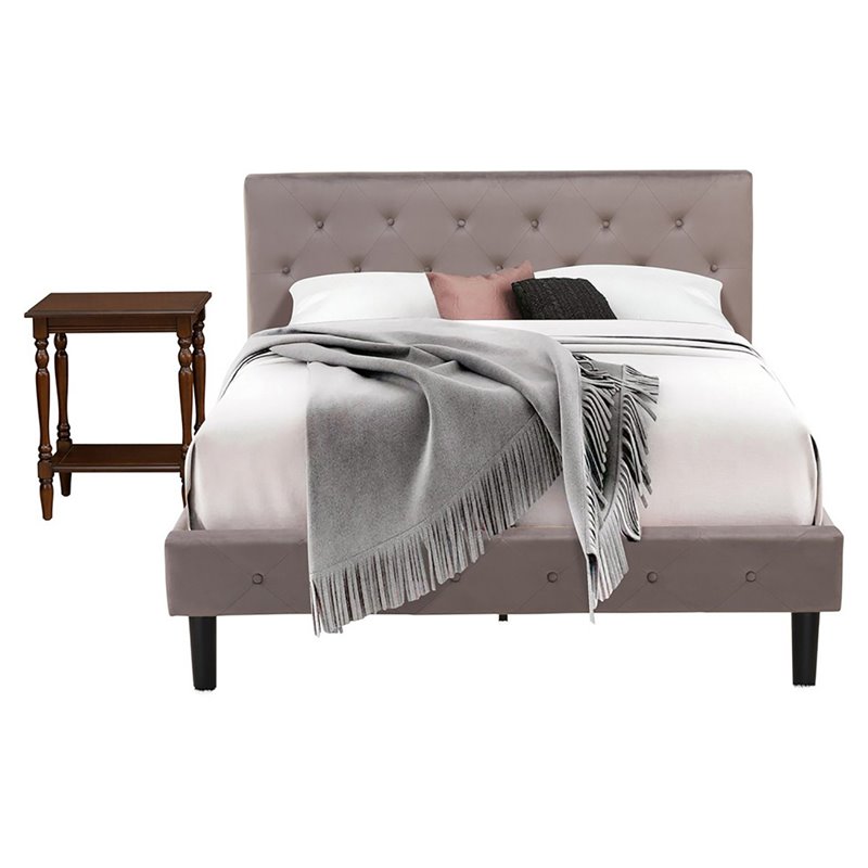 Pemberly Row 2-Piece Wood Queen Bedroom Set in Brown Taupe Mahogany