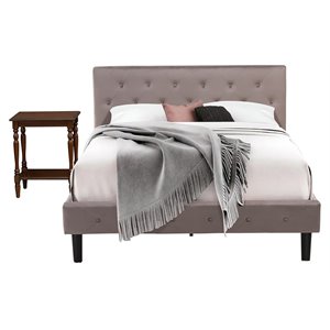 Pemberly Row 2-Piece Wood Queen Bedroom Set in Brown Taupe Mahogany