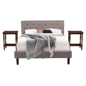 Pemberly Row 3-Piece Wood Queen Bedroom Set in Brown Taupe Mahogany