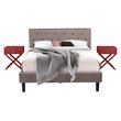 Pemberly Row 3-Piece Wood Queen Bedroom Set in Brown Taupe Burgundy