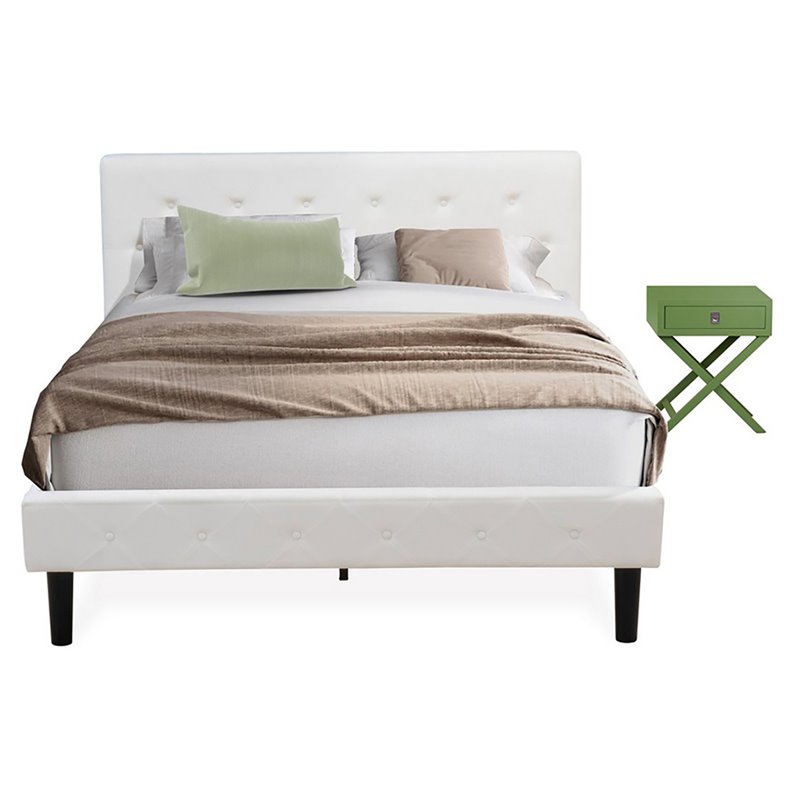 Pemberly Row 2-Piece Wooden Queen Bedroom Set in White and Clover Green