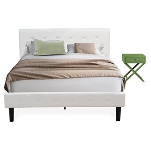 Pemberly Row 2-Piece Wooden Queen Bedroom Set in White and Clover Green