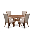 Pemberly Row 5-Piece Round Kitchen Table Set in Walnut Wood Finish