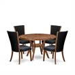 Pemberly Row 5-Piece Round Pedestal Dining Set in Walnut Wood Finish