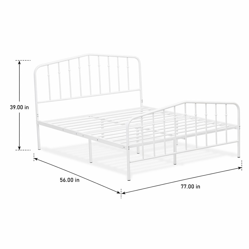 Pemberly Row Traditional Metal Full Bed Frame with White Finish