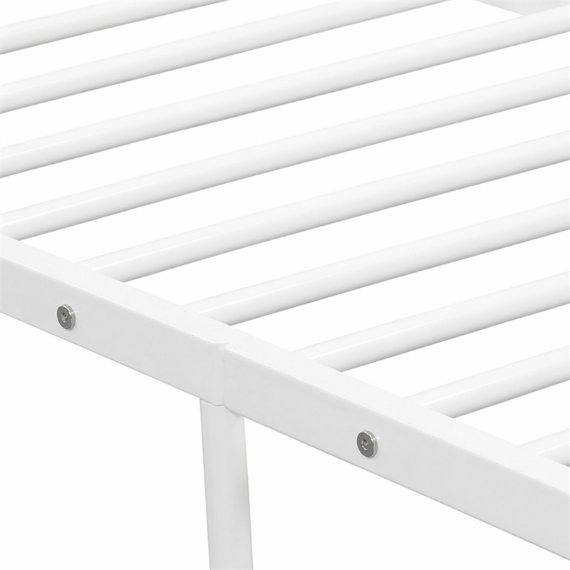Pemberly Row Traditional Metal Full Bed Frame with White Finish