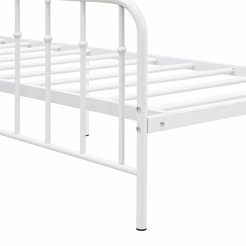 Pemberly Row Traditional Metal Full Bed Frame with White Finish