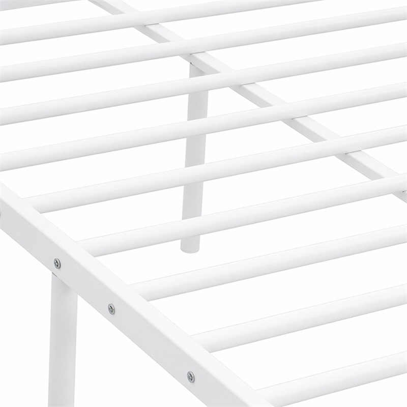 Pemberly Row Metal Queen Platform Bed Frame with White Finish
