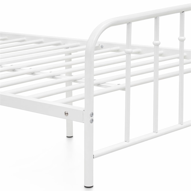 Pemberly Row Metal Queen Platform Bed Frame with White Finish
