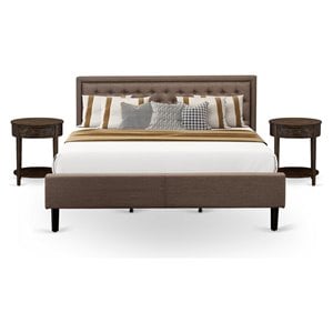 Pemberly Row 3-Piece King Bedroom Set in Engineered Wood and Brown Finish