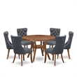 Pemberly Row 7-Piece Dining Table Set in Walnut Finish with Faux Leather