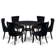 Pemberly Row 7-Piece Dining Table Set with Black Acacia Wood Finish