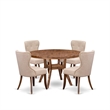 Pemberly Row 5 Piece Round Dining Set Wood in Walnut Finish