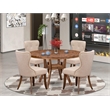 Pemberly Row 5 Piece Round Dining Set Wood in Walnut Finish