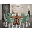 Pemberly Row 7-Piece Dining Set with Walnut Table & Green Faux Leather Chairs