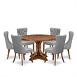 Pemberly Row 7-Piece Dining Table Set with Gray Faux Leather Chairs