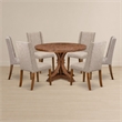 Pemberly Row 7-Piece Dining Table Set with Linen Chairs in Walnut Finish