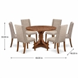 Pemberly Row 7-Piece Dining Table Set with Linen Chairs in Walnut Finish