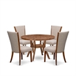 Pemberly Row 5-Piece Round Dining Room Set in Walnut Wood Finish