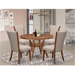 Pemberly Row 5-Piece Round Dining Room Set in Walnut Wood Finish