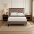 Pemberly Row 3-Piece Full Bedroom Set in Wood and Khaki Finish