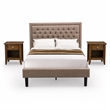 Pemberly Row 3-Piece Full Bedroom Set in Wood and Khaki Finish