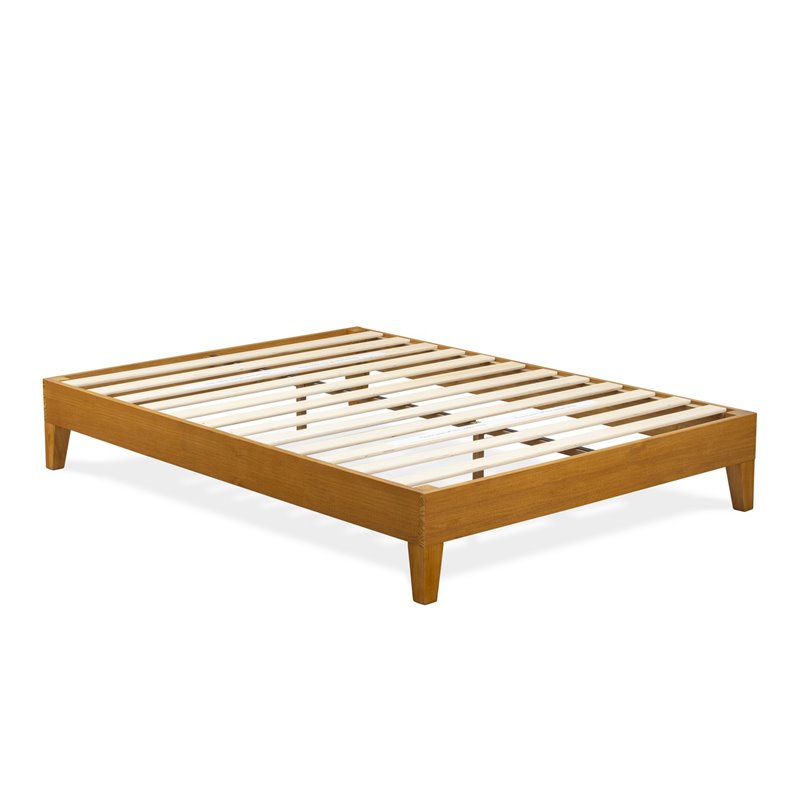Pemberly Row Full Platform Bed Frame in Engineered Wood with Oak Finish