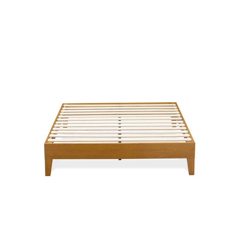 Pemberly Row Full Platform Bed Frame in Engineered Wood with Oak Finish
