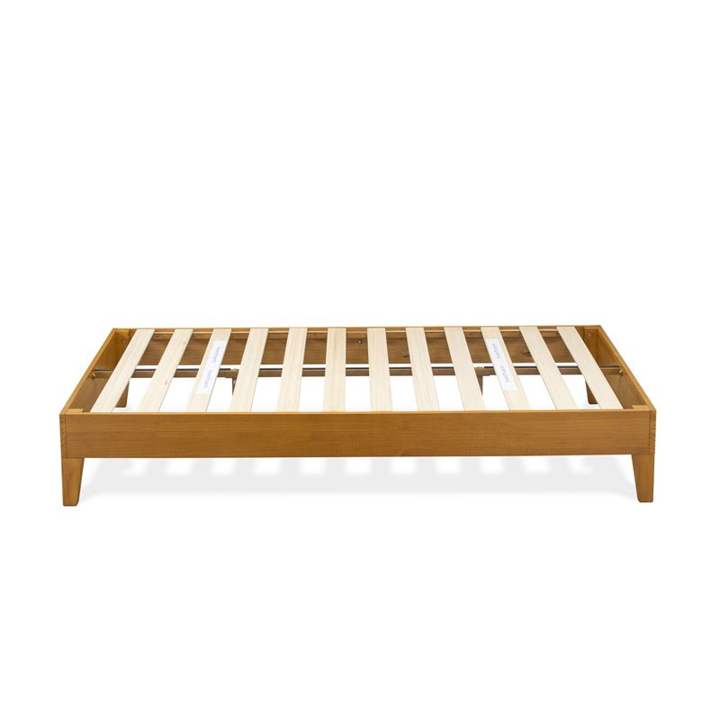 Pemberly Row Full Platform Bed Frame in Engineered Wood with Oak Finish